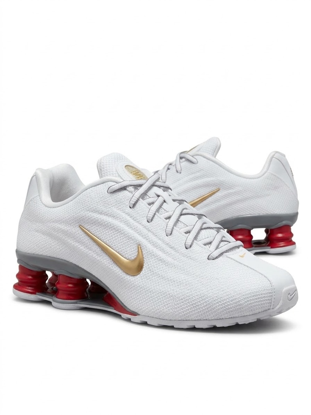 Nike Men’s White Gold & Red Shox Athletic Shoes